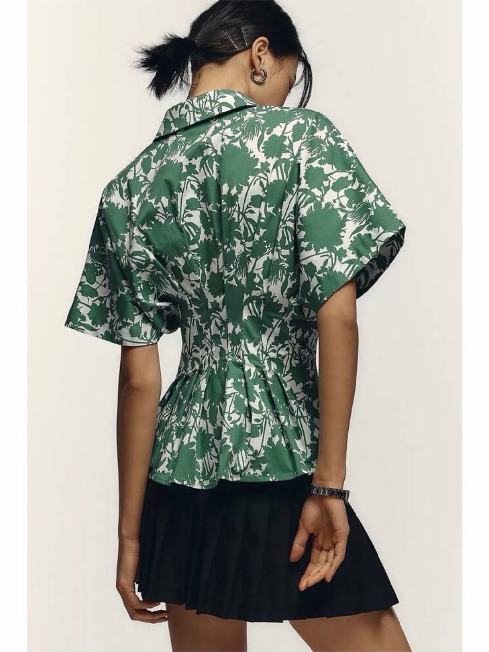 Anthropologie The Tobie Short-Sleeve Pleated Blouse by Exquise sz M - Picture 2 of 9